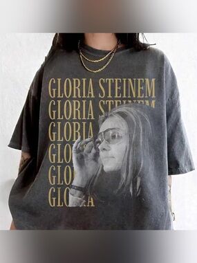 Gloria Steinem Graphic Tee - Pepper with Gold Lettering